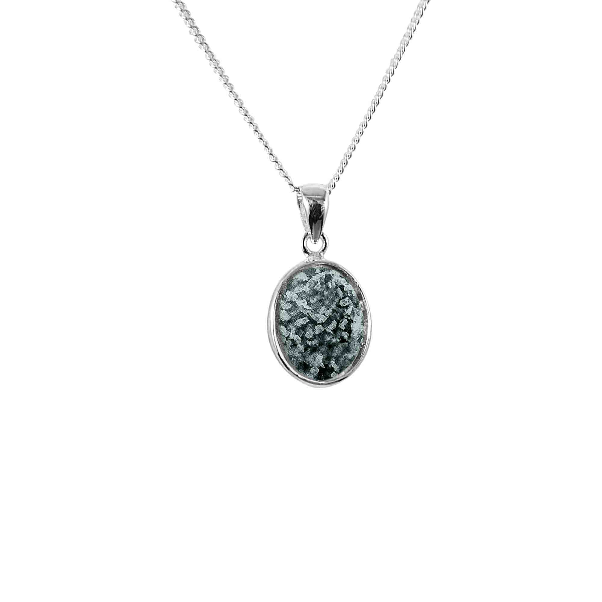 Oval Solid Back Pendant Infused with Ashes or Fur | Solid Silver