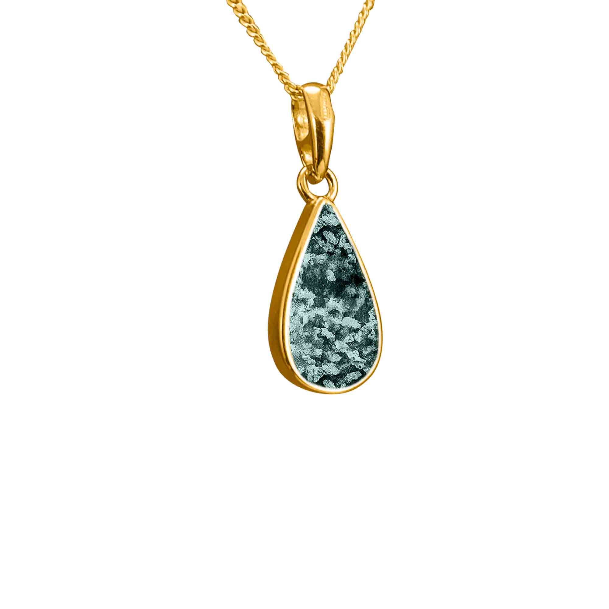 Pear Shape Pendant Infused with Pet Ashes or Fur | Solid Gold
