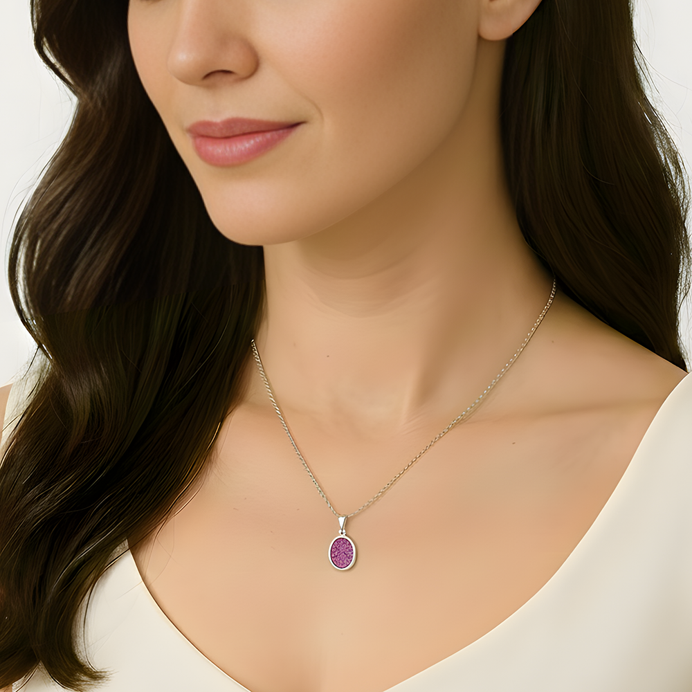 Oval Solid Back Pendant Infused with Ashes or Fur | Solid Silver