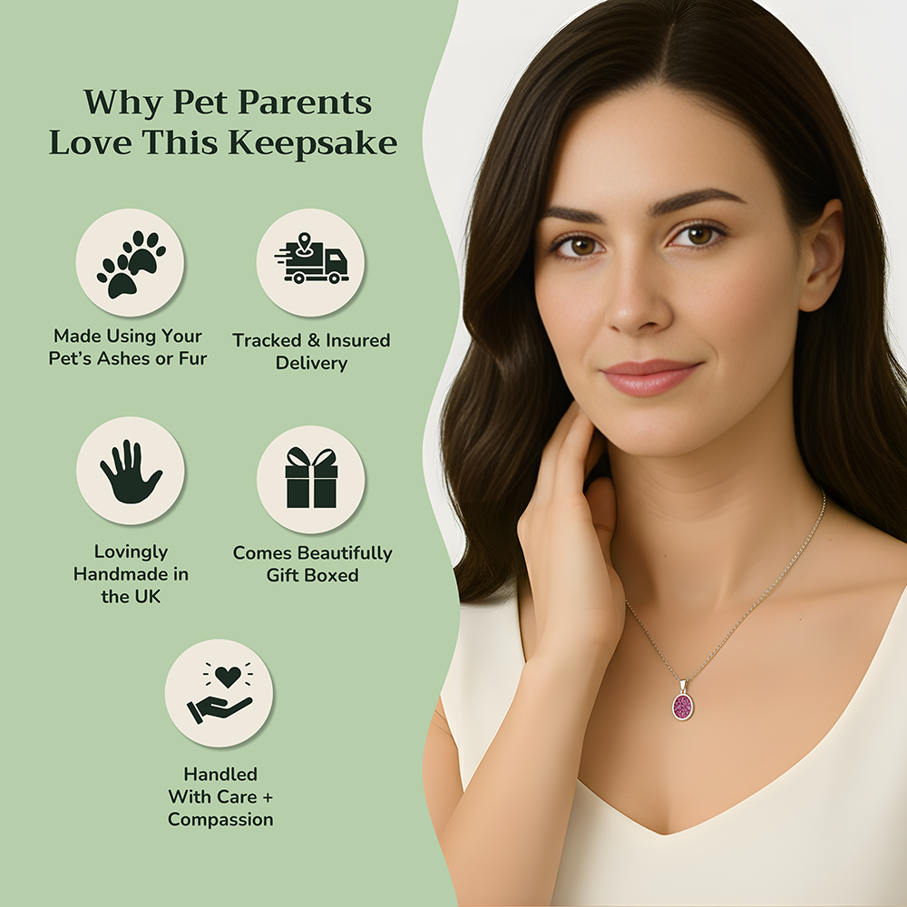 Oval Solid Back Pendant Infused with Ashes or Fur | Solid Silver