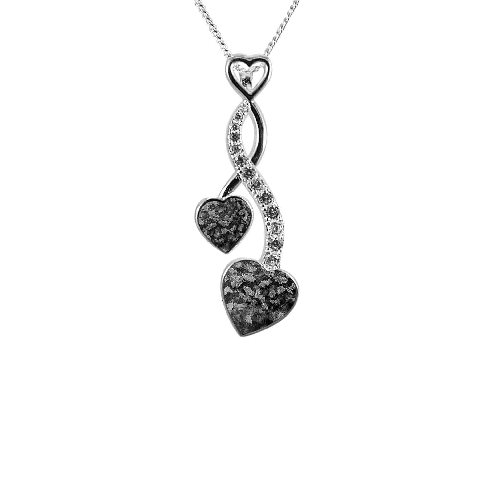 Entwined Hearts Pendant Infused with Pet Ashes or Fur | Solid Silver