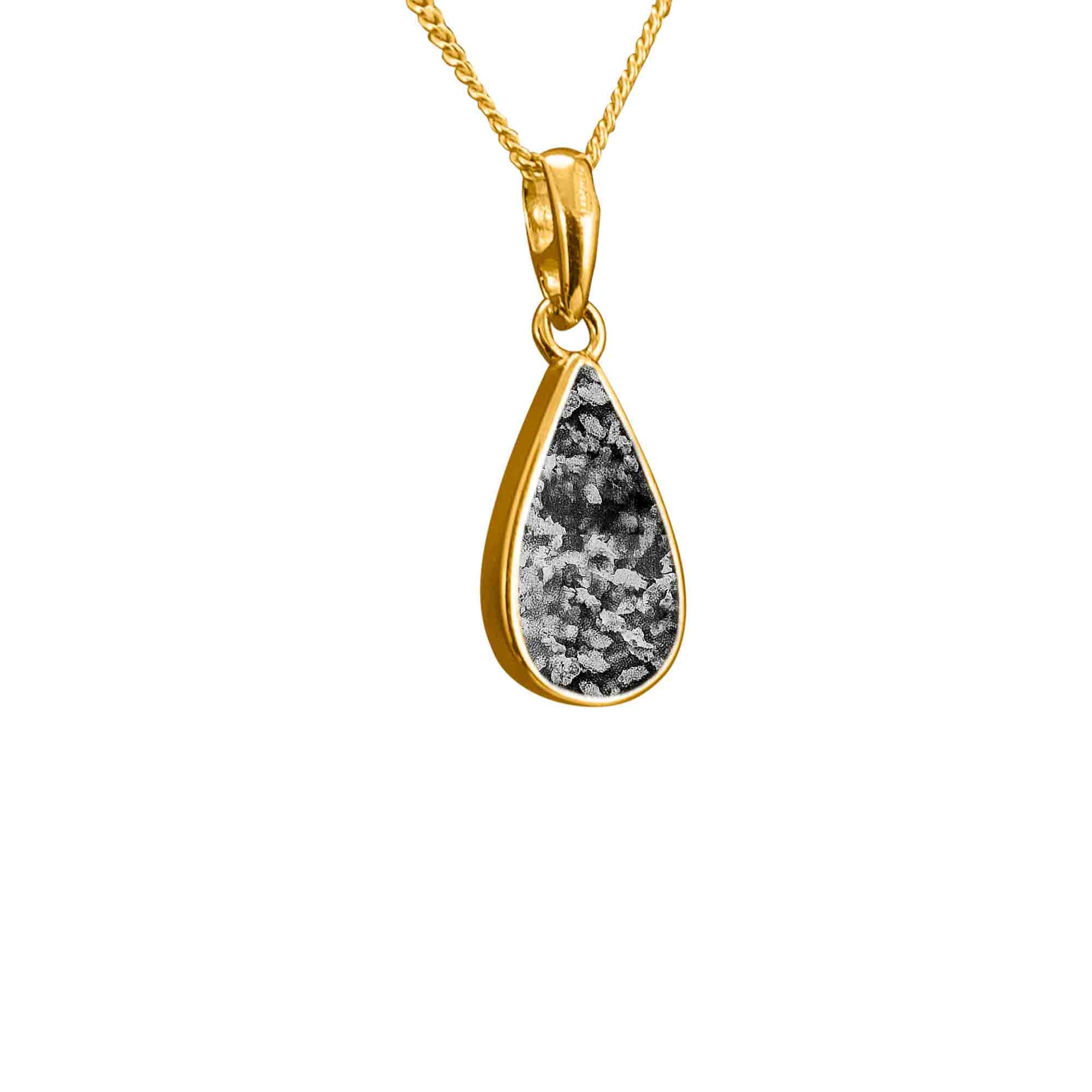 Pear Shape Pendant Infused with Pet Ashes or Fur | Solid Gold