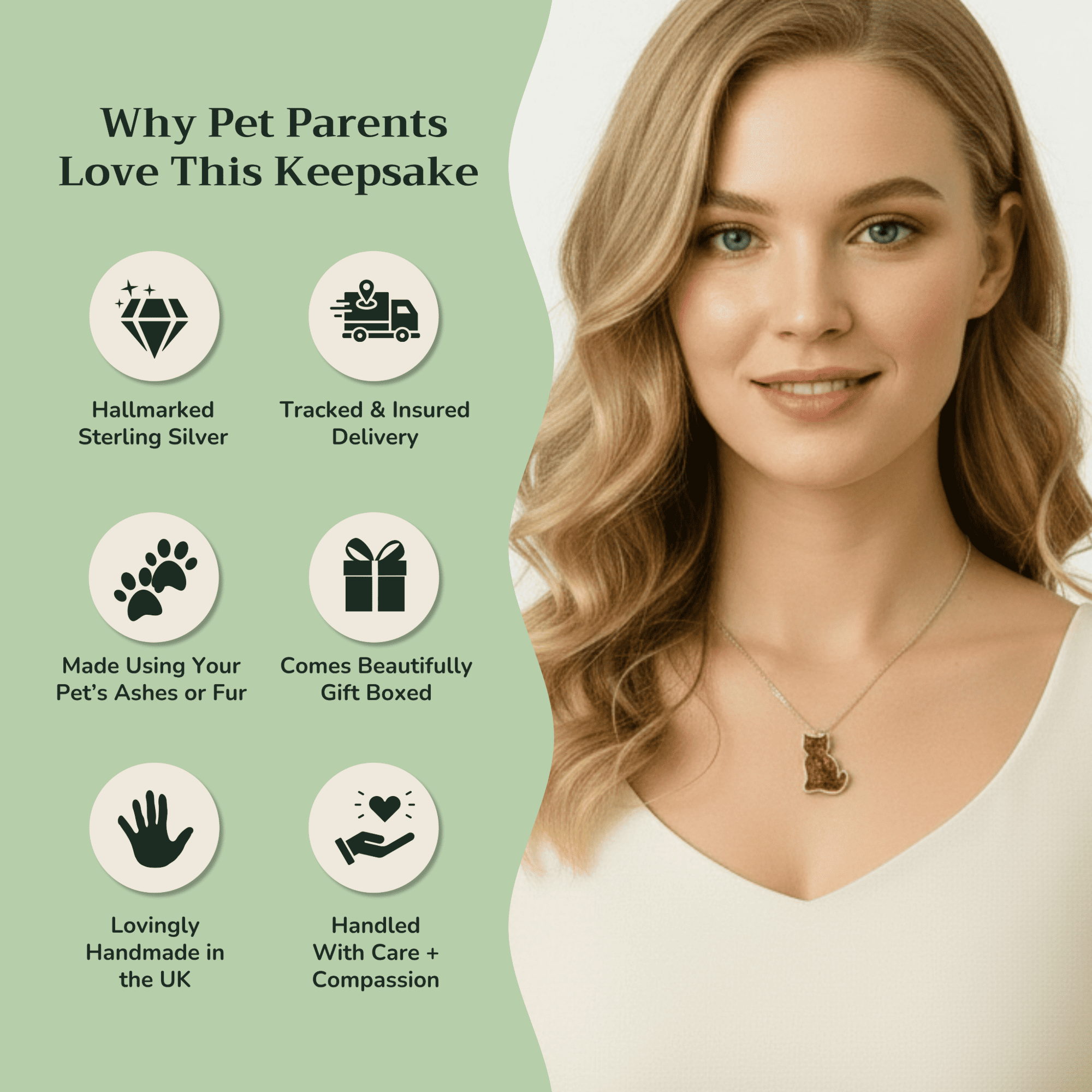 Cat Pendant Infused with Ashes or Fur | Solid Silver