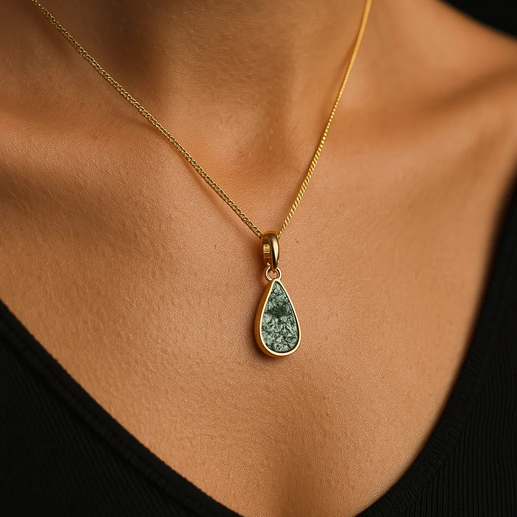 Pear Shape Pendant Infused with Pet Ashes or Fur | Solid Gold