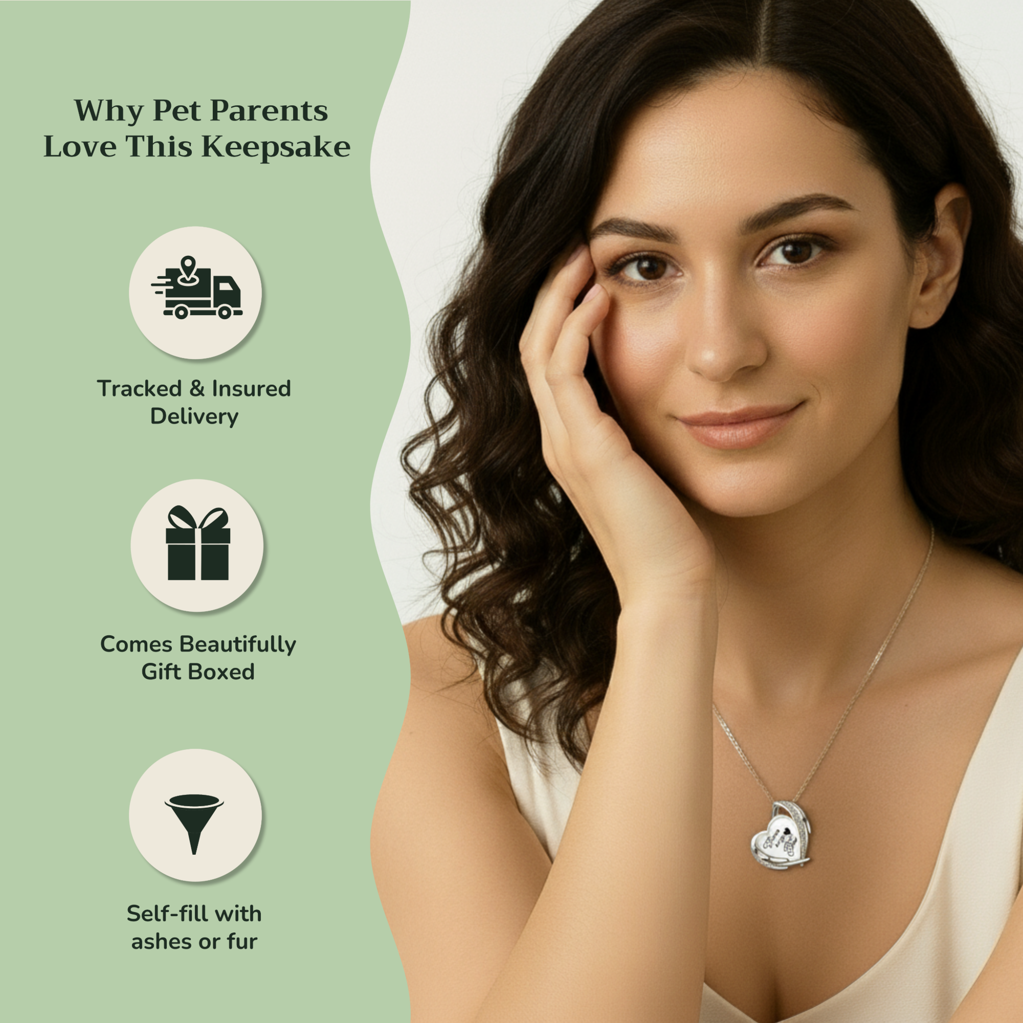 Crystal Heart Urn Pendant Necklace – Keepsake for Pet Ashes