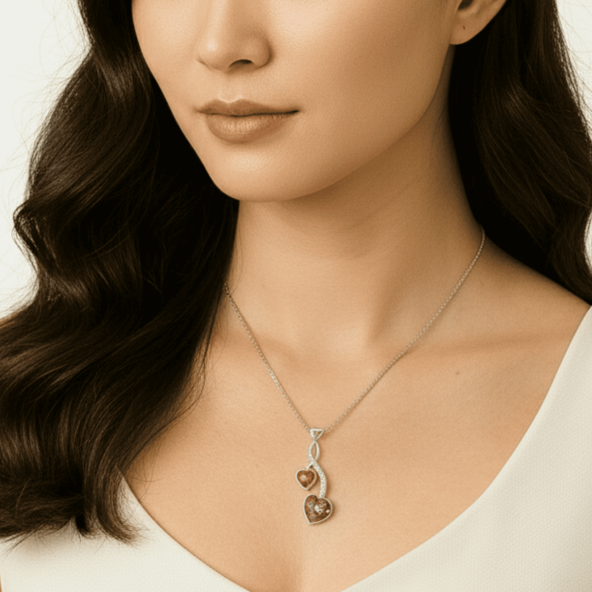 Entwined Hearts Pendant Infused with Pet Ashes or Fur | Solid Silver