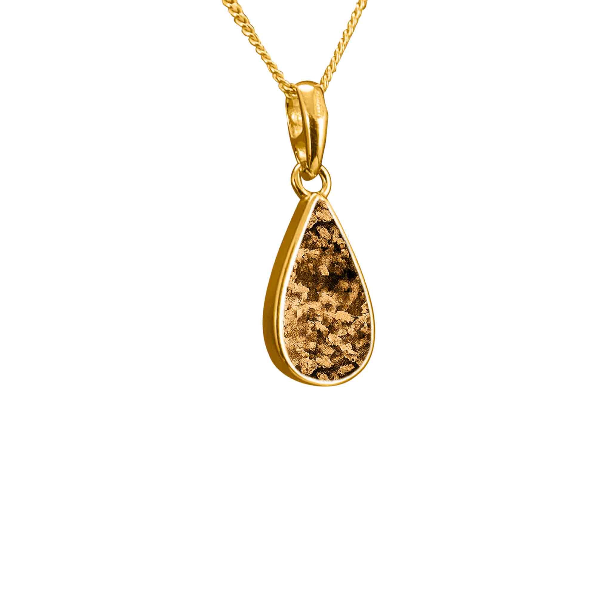 Pear Shape Pendant Infused with Pet Ashes or Fur | Solid Gold