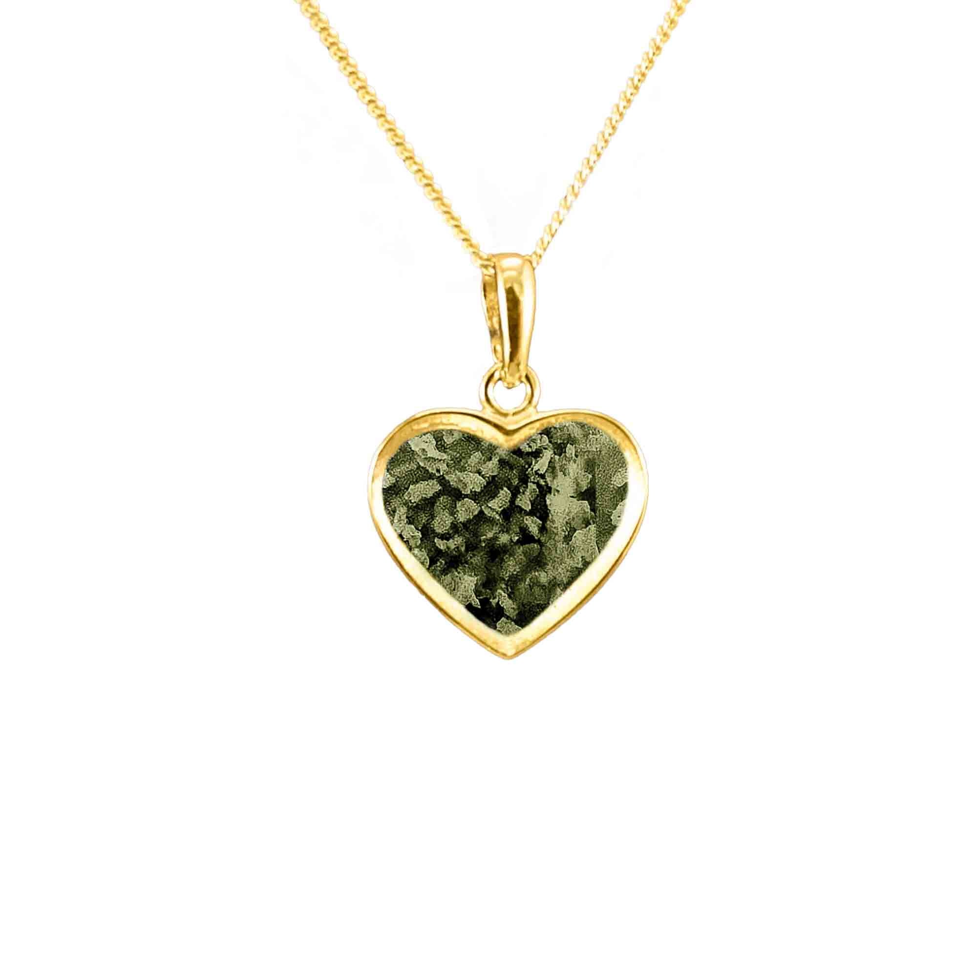 Heart Memorial Pendant Infused with Pet Ashes or Fur | Solid Gold