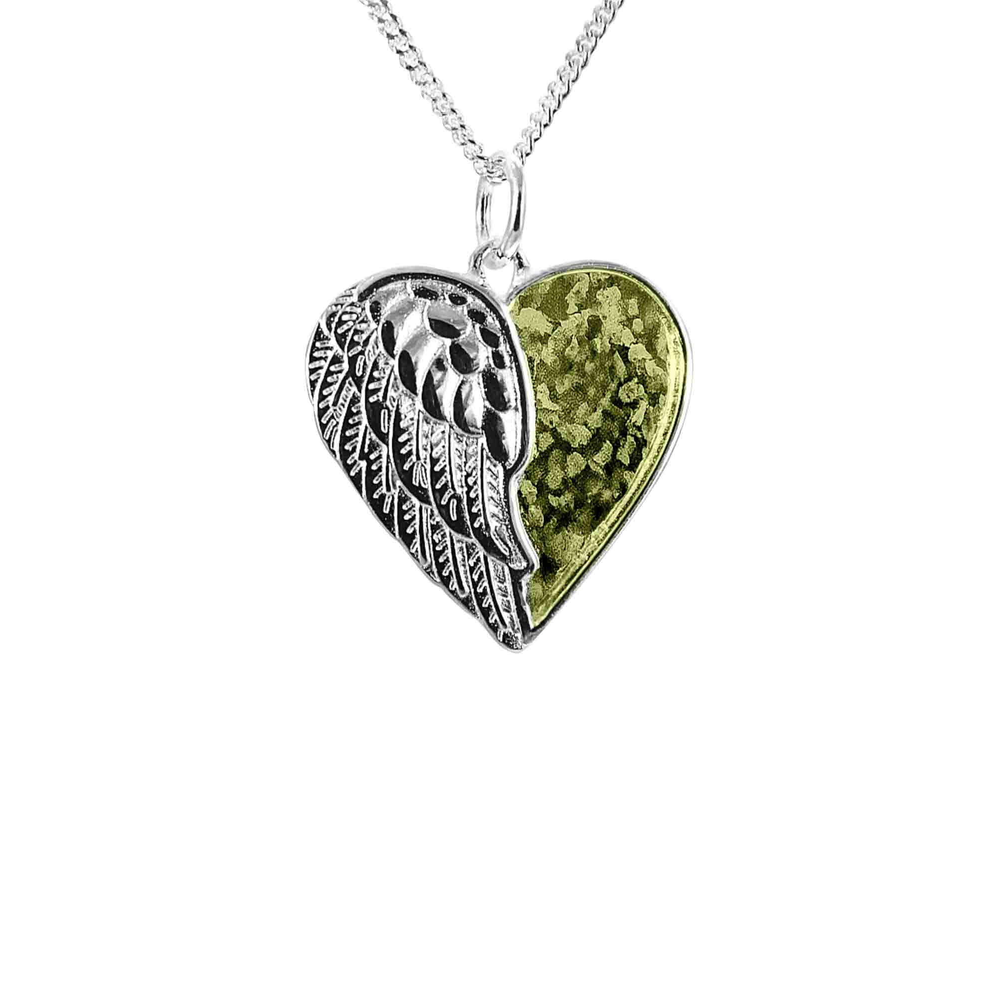 Winged Angel Heart Infused with Pet Ashes or Fur | Solid Silver