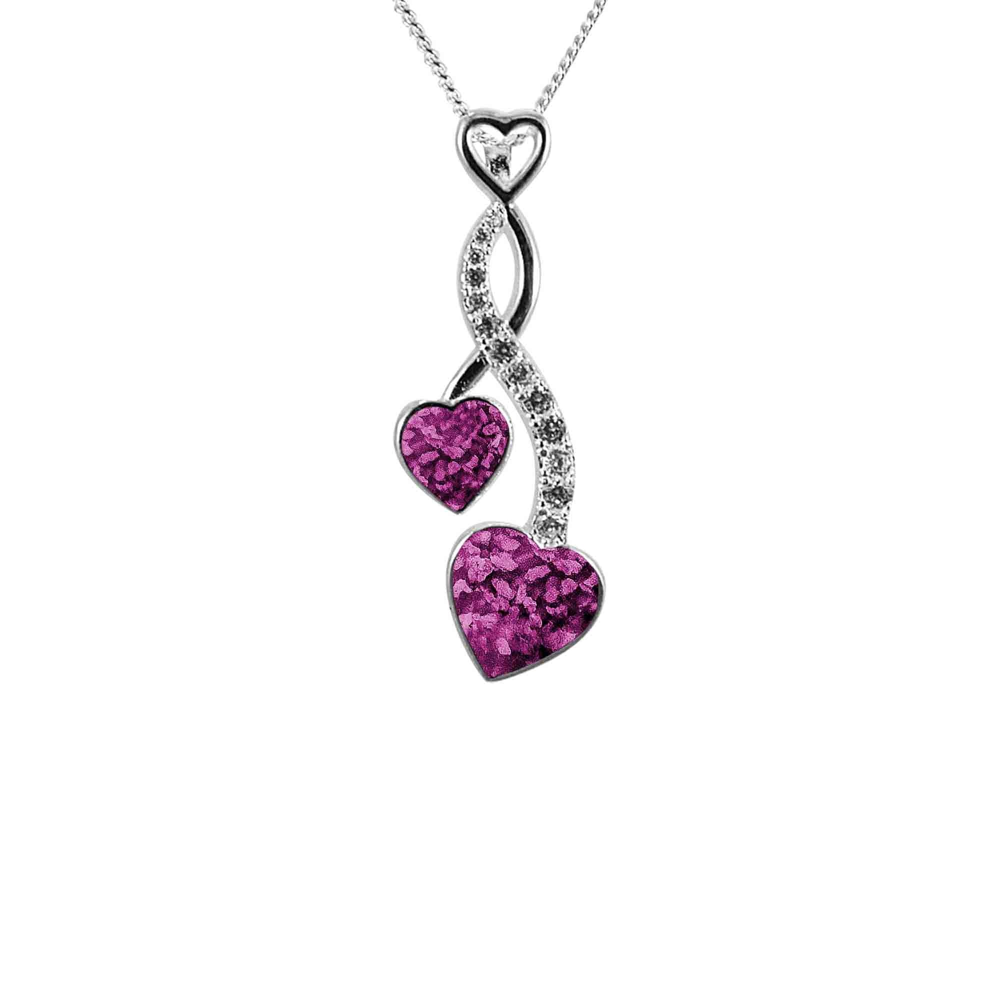 Entwined Hearts Pendant Infused with Pet Ashes or Fur | Solid Silver