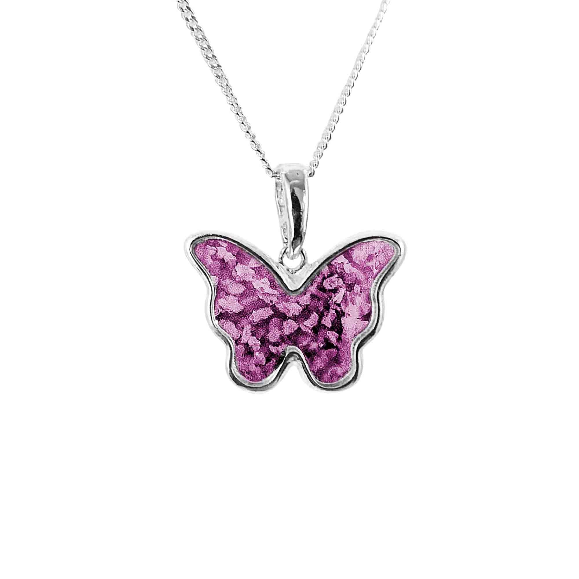 Butterfly Necklace Infused with Pet Ashes or Fur | Solid Silver