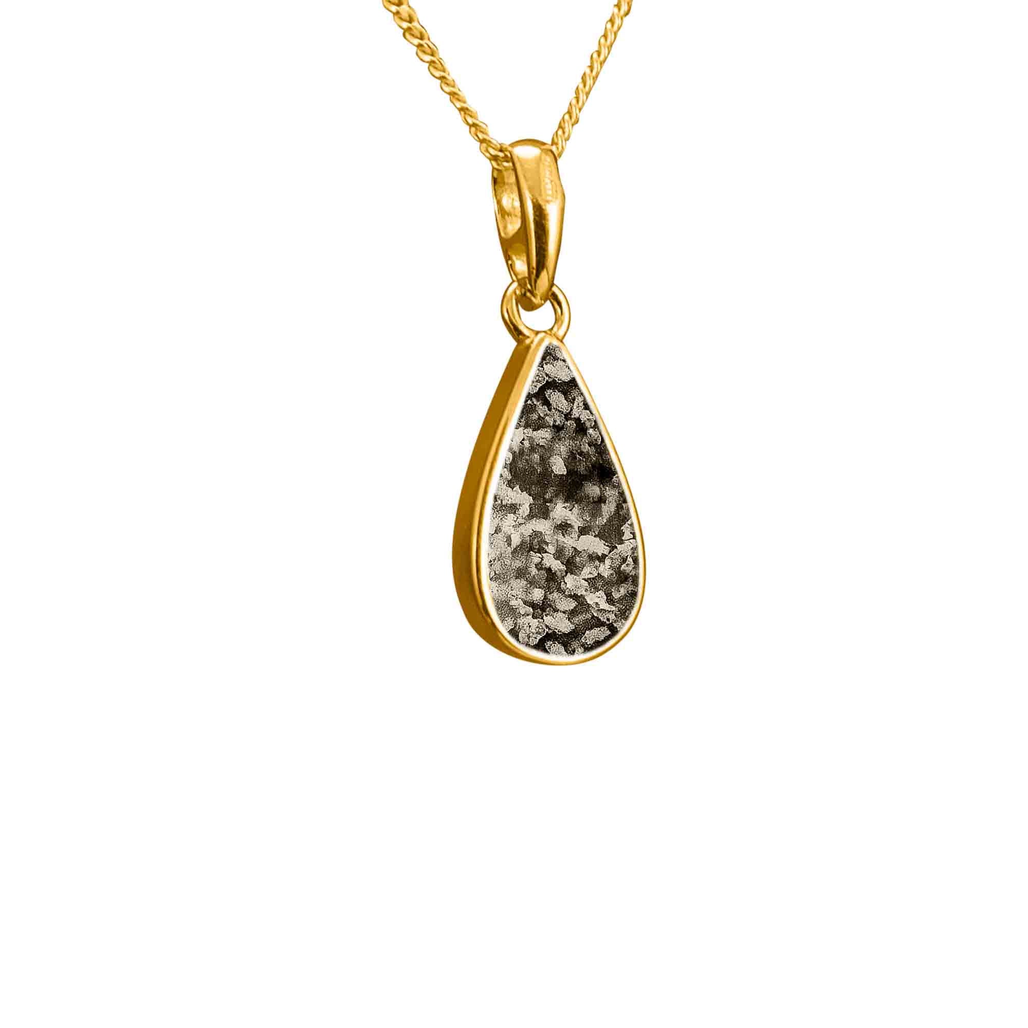 Pear Shape Pendant Infused with Pet Ashes or Fur | Solid Gold