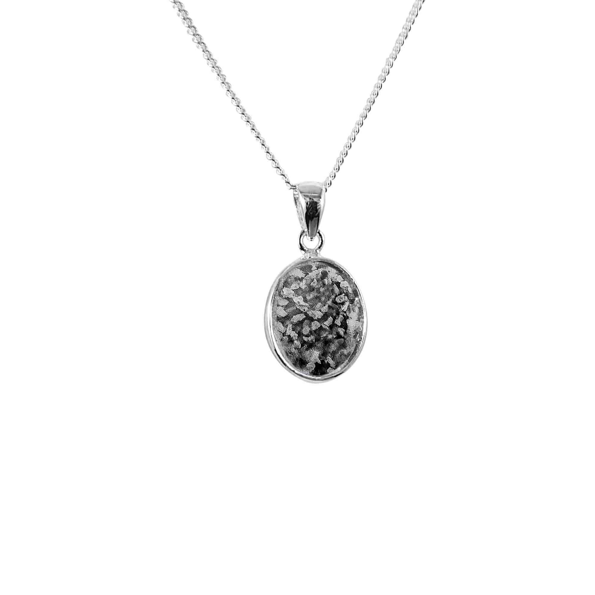 Oval Solid Back Pendant Infused with Ashes or Fur | Solid Silver