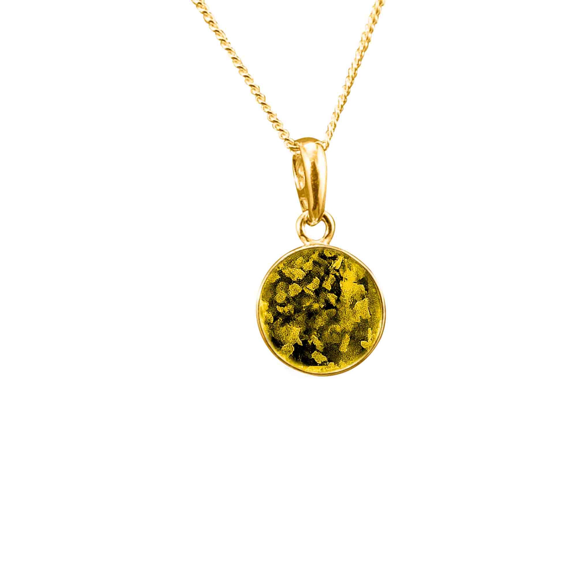 Memorial Round Pendant Infused with Ashes or Fur | Solid Gold