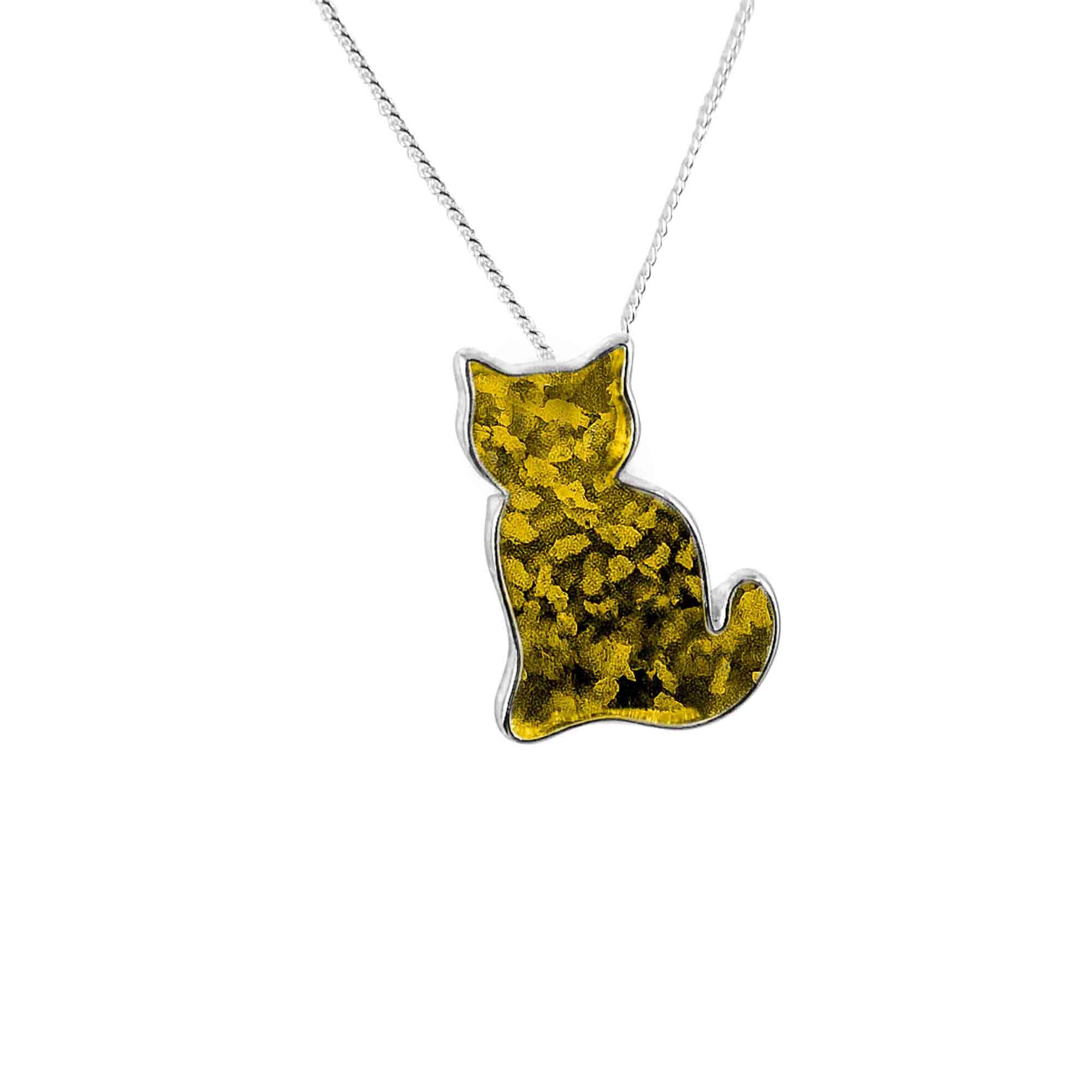 Cat Pendant Infused with Ashes or Fur | Solid Silver