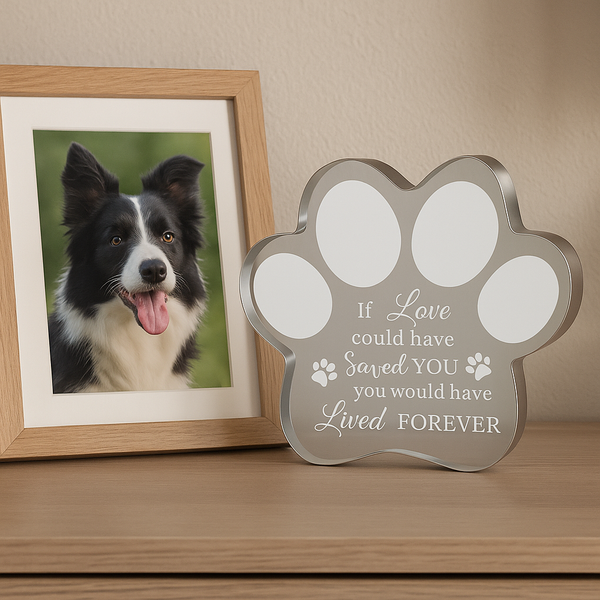 Crystal Paw-Shaped Acrylic Pet Memorial Plaque - Heartfelt Pet Keepsake