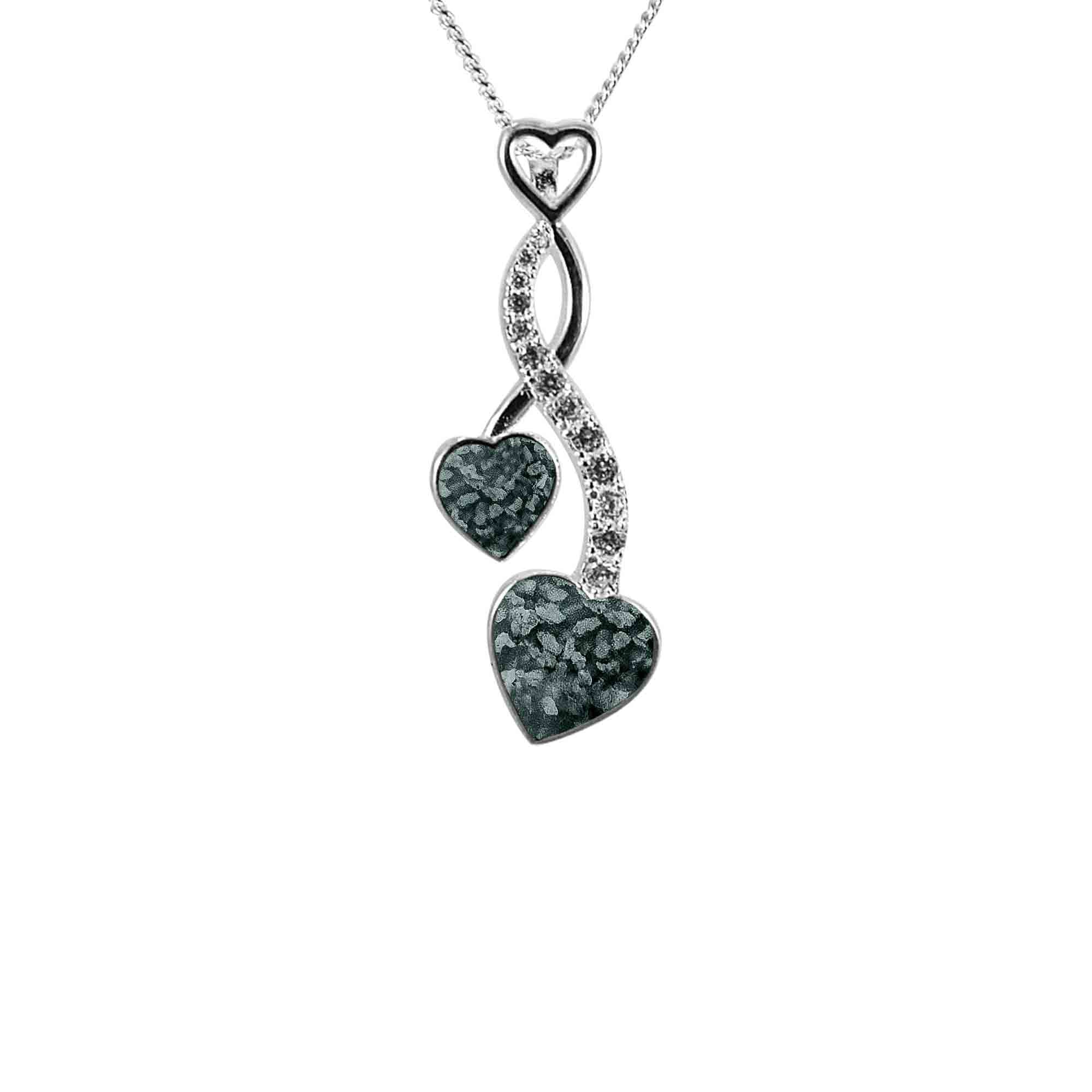 Entwined Hearts Pendant Infused with Pet Ashes or Fur | Solid Silver