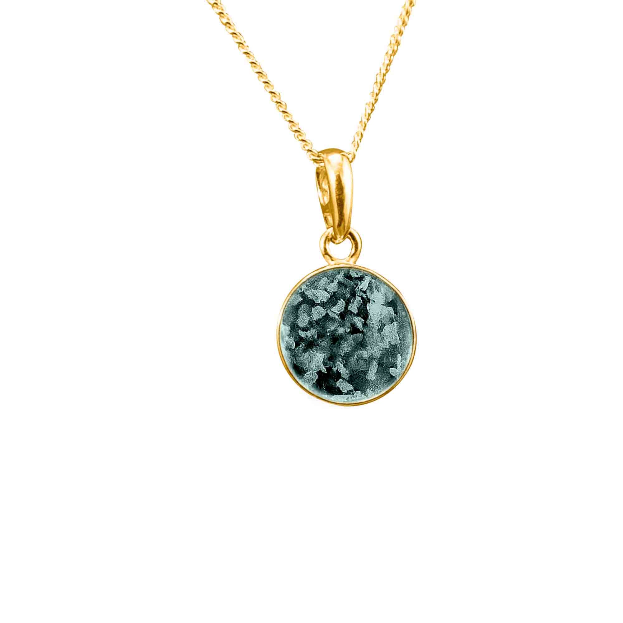 Round Pendant Infused with Ashes or Fur | Solid Gold