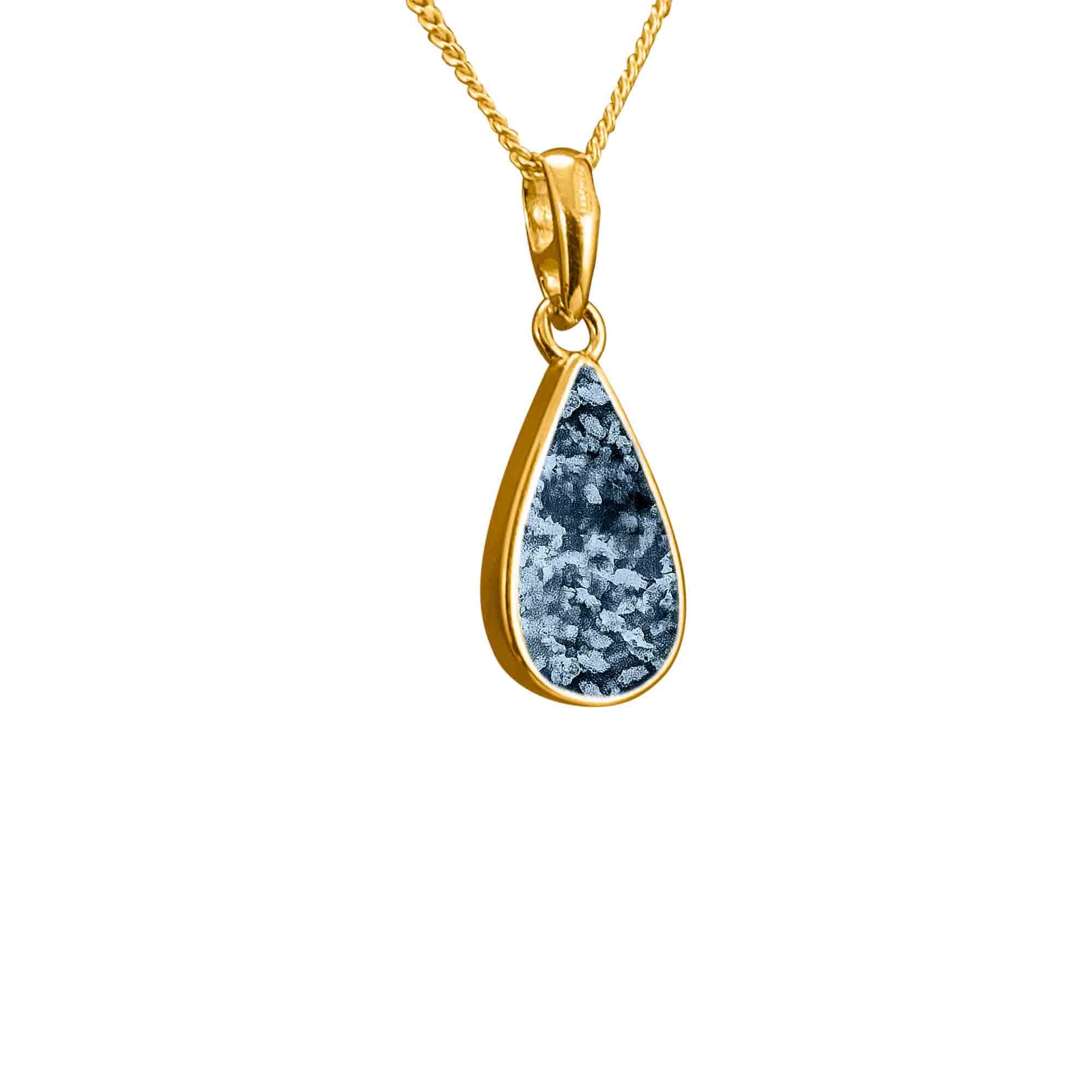Pear Shape Pendant Infused with Pet Ashes or Fur | Solid Gold