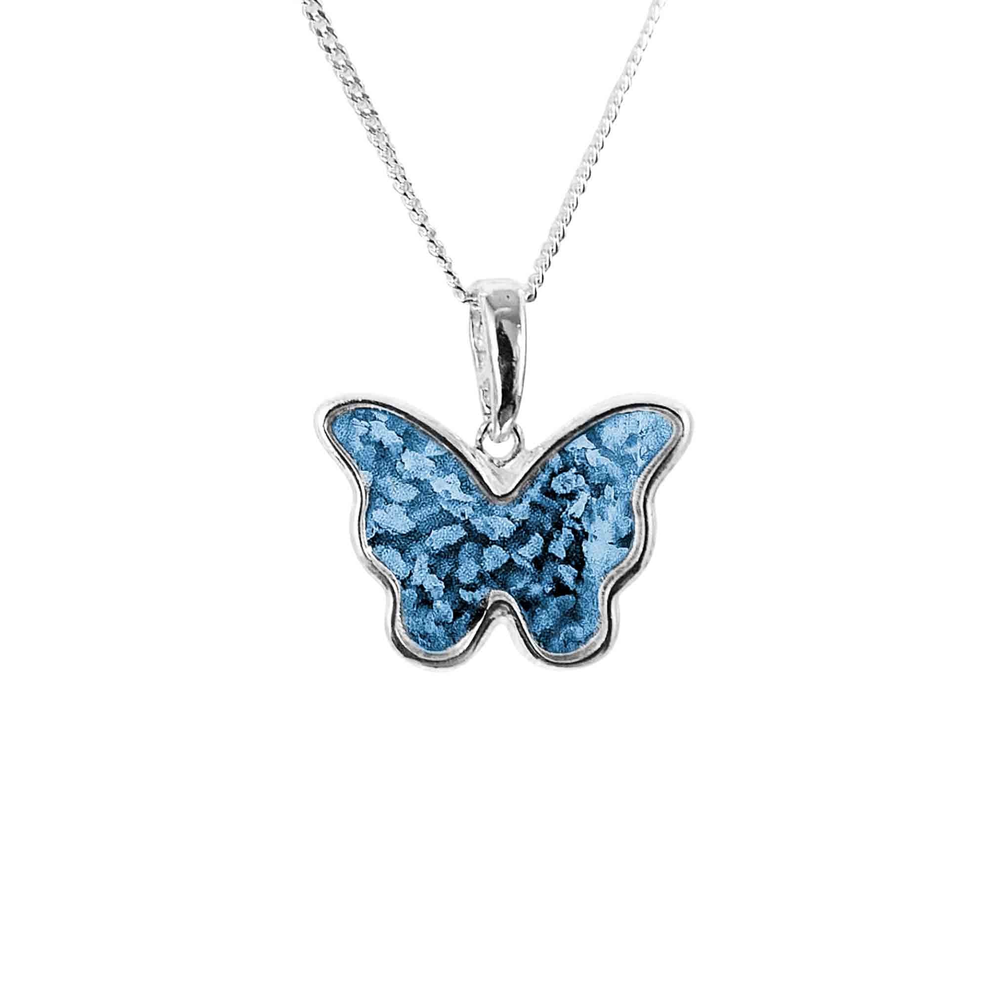 Butterfly Necklace Infused with Pet Ashes or Fur | Solid Silver
