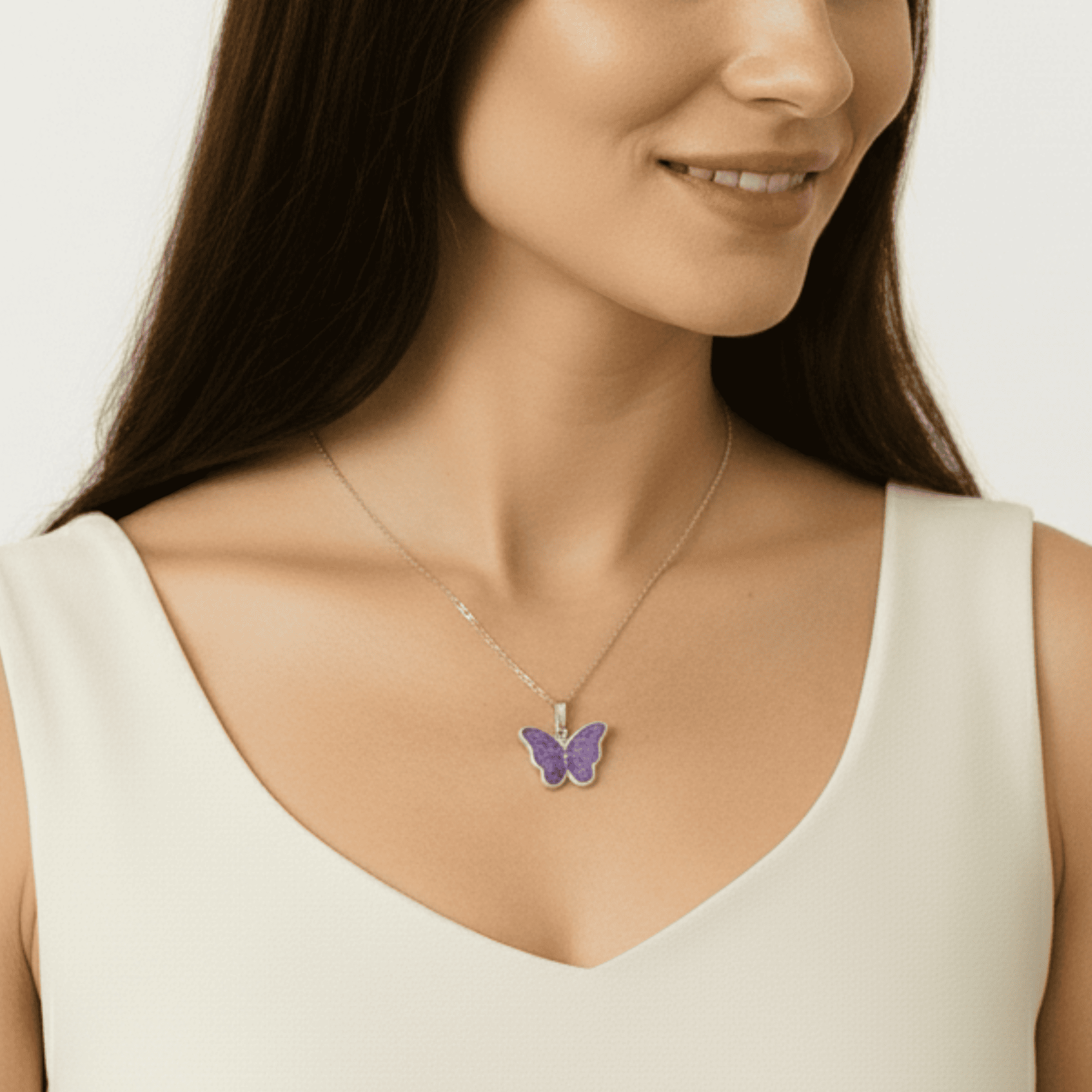 Butterfly Necklace Infused with Pet Ashes or Fur | Solid Silver