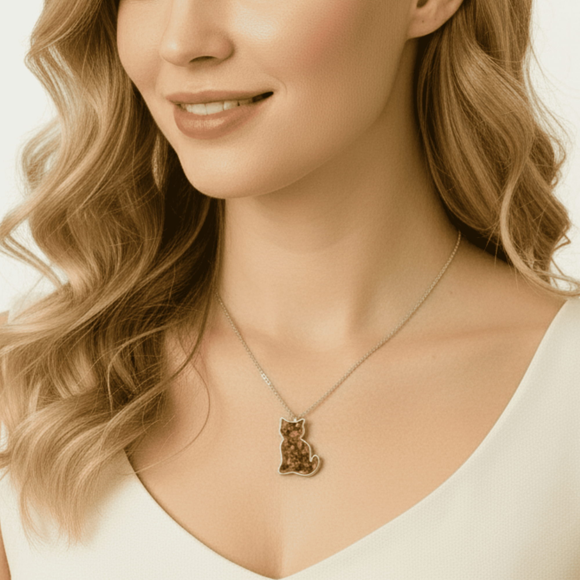 Cat Pendant Infused with Ashes or Fur | Solid Silver