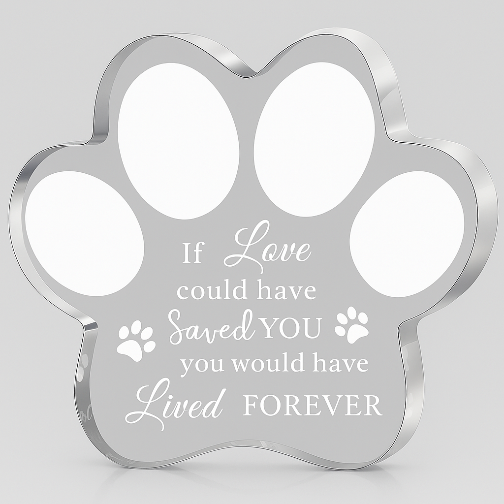 Crystal Paw-Shaped Acrylic Pet Memorial Plaque - Heartfelt Pet Keepsake