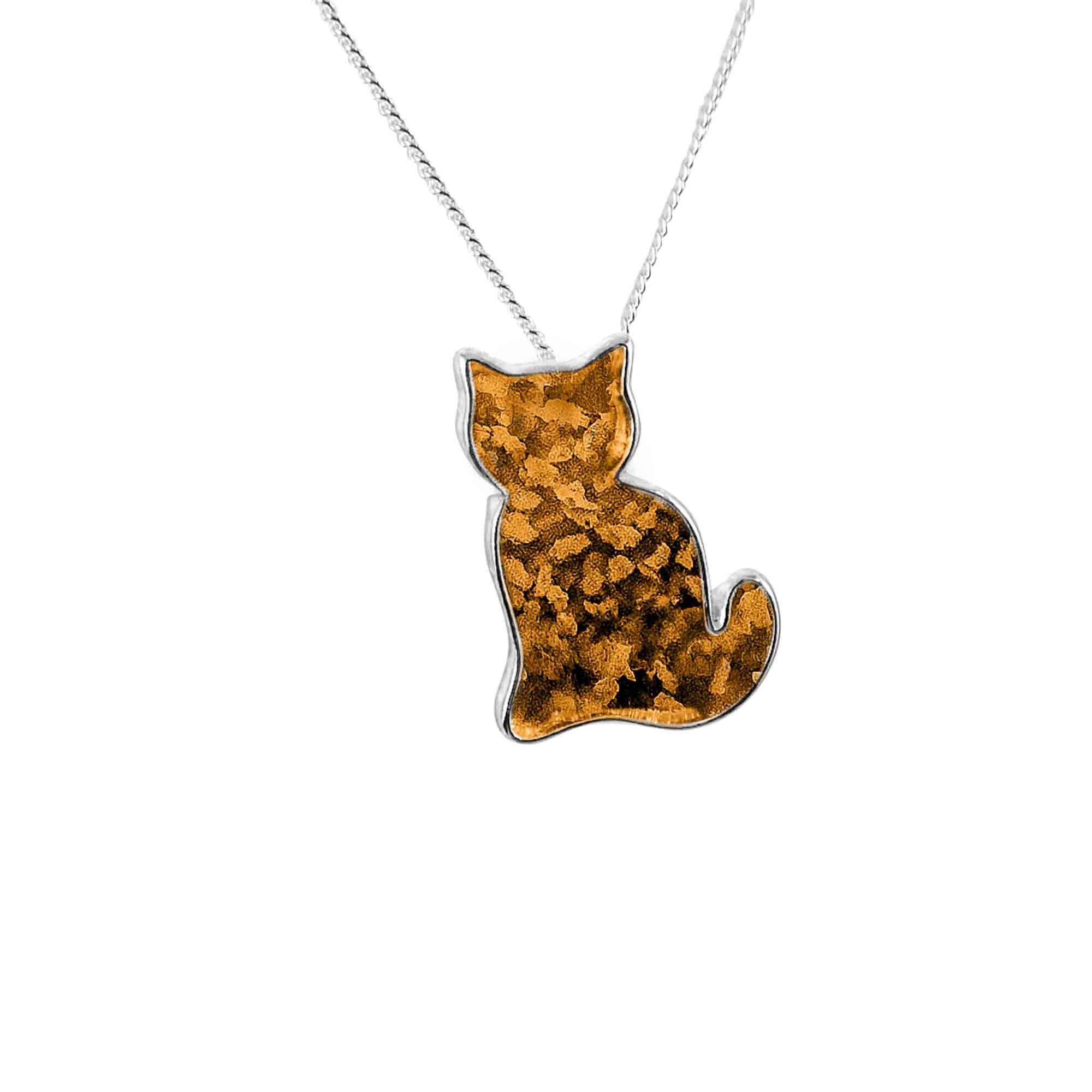 Cat Pendant Infused with Ashes or Fur | Solid Silver