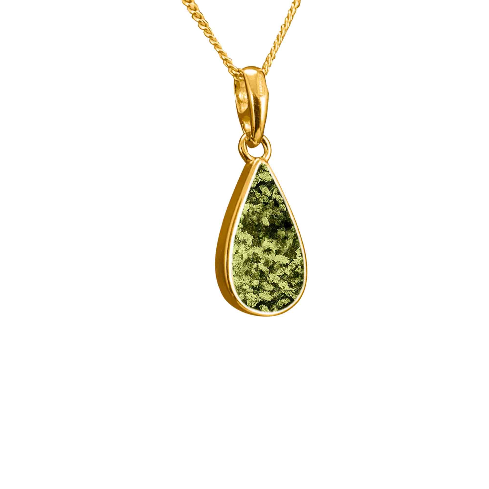 Pear Shape Pendant Infused with Pet Ashes or Fur | Solid Gold