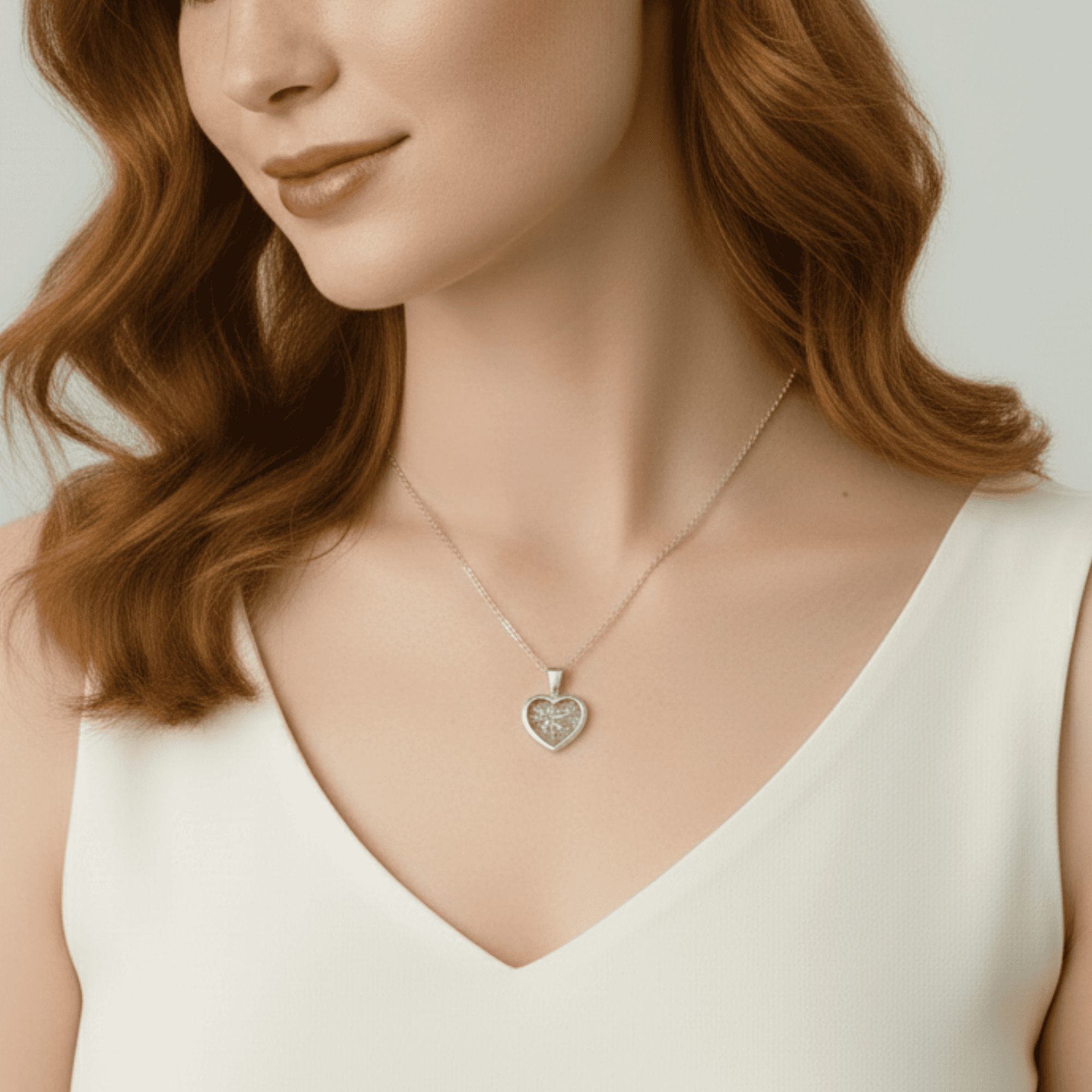 Back Heart Pendant Infused with Pet Ashes or Fur | Solid Silver