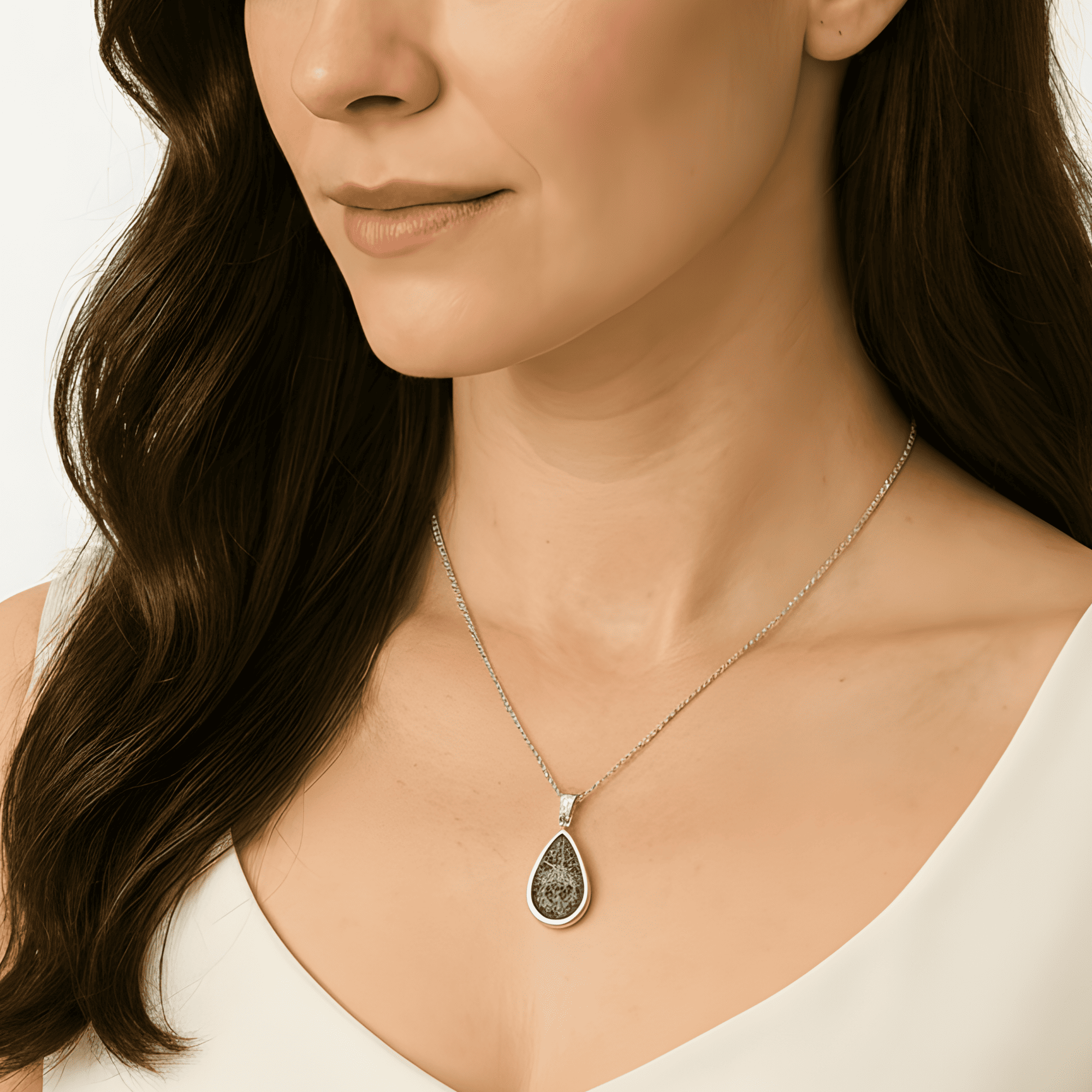 Pear Shaped Pendant Infused with Pet Ashes or Fur | Solid Silver