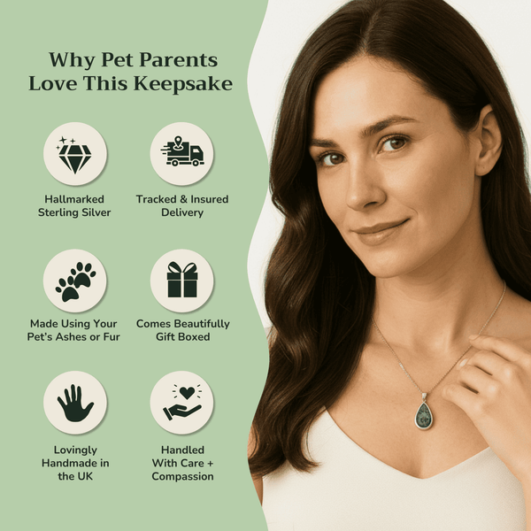 Pear Shaped Pendant Infused with Pet Ashes or Fur | Solid Silver