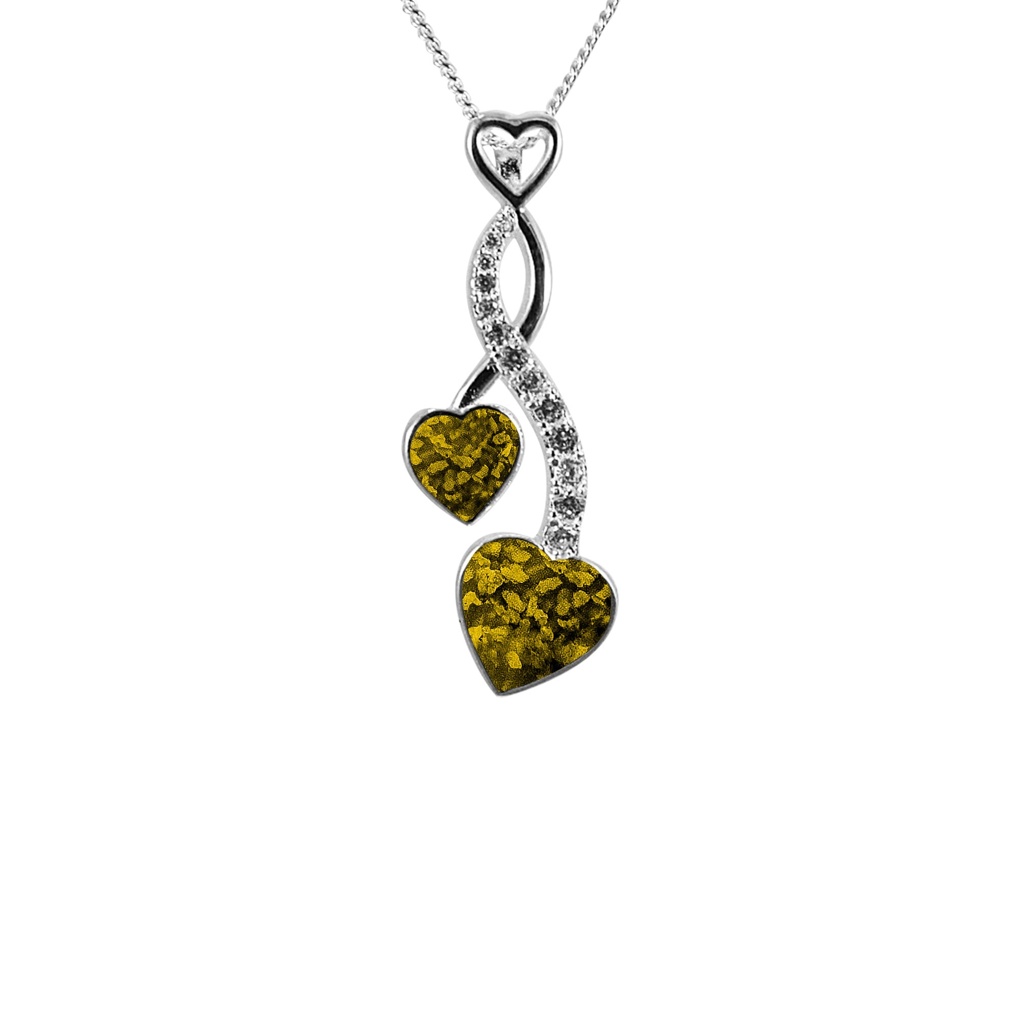 Entwined Hearts Pendant Infused with Pet Ashes or Fur | Solid Silver