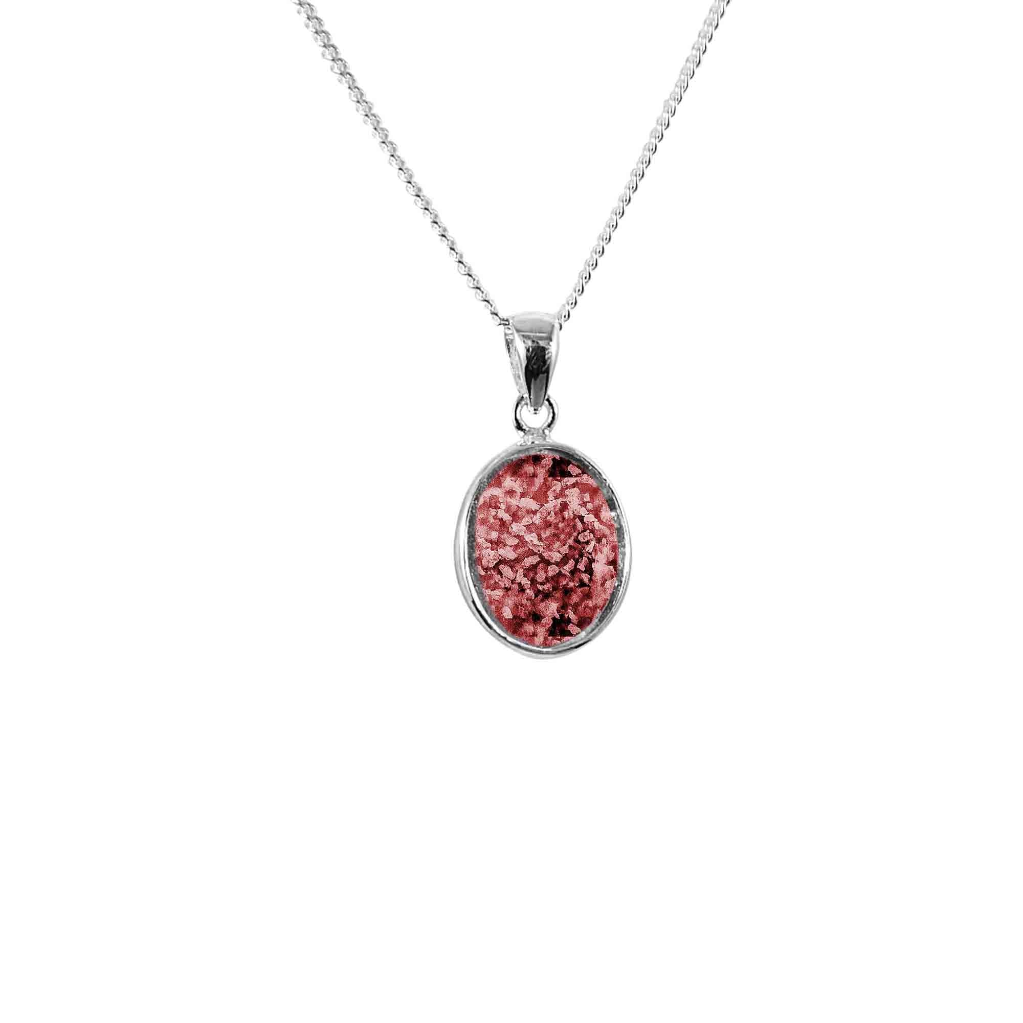 Oval Solid Back Pendant Infused with Ashes or Fur | Solid Silver