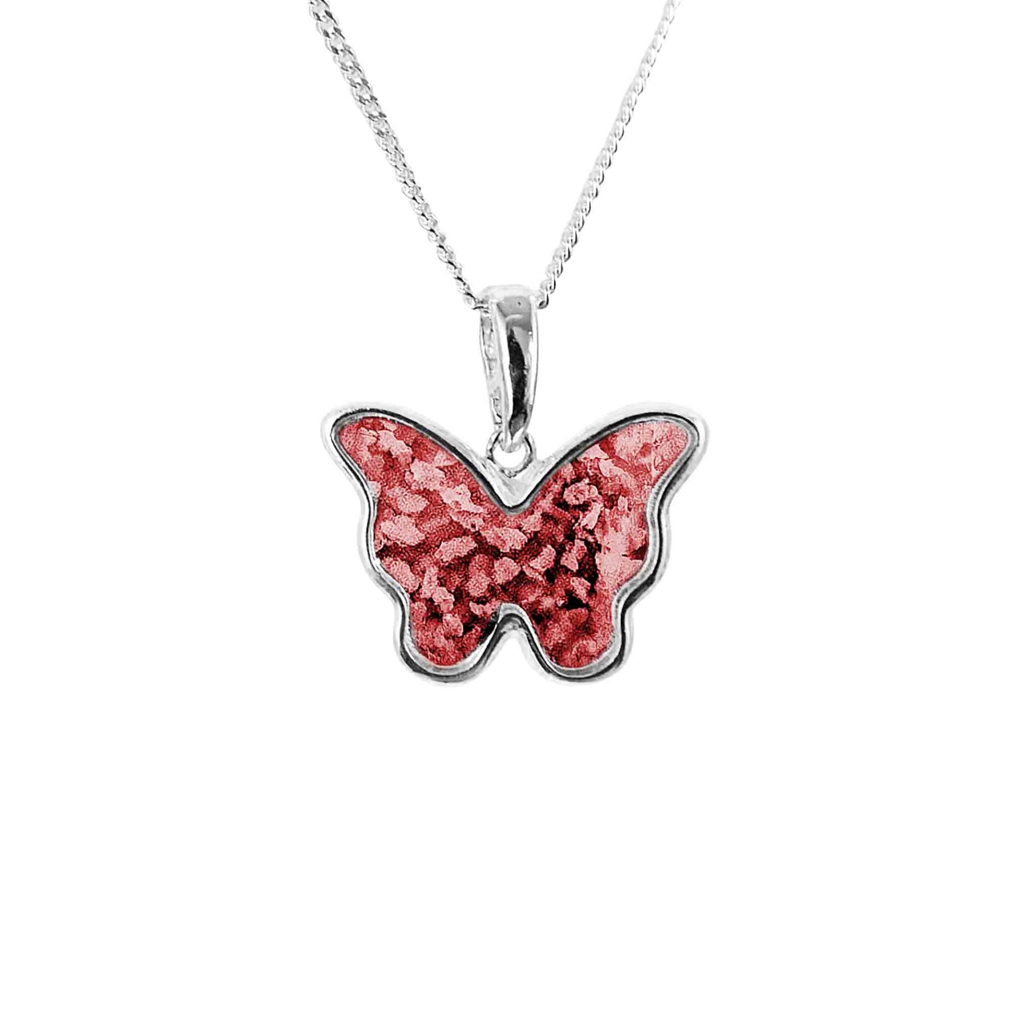 Butterfly Necklace Infused with Pet Ashes or Fur | Solid Silver