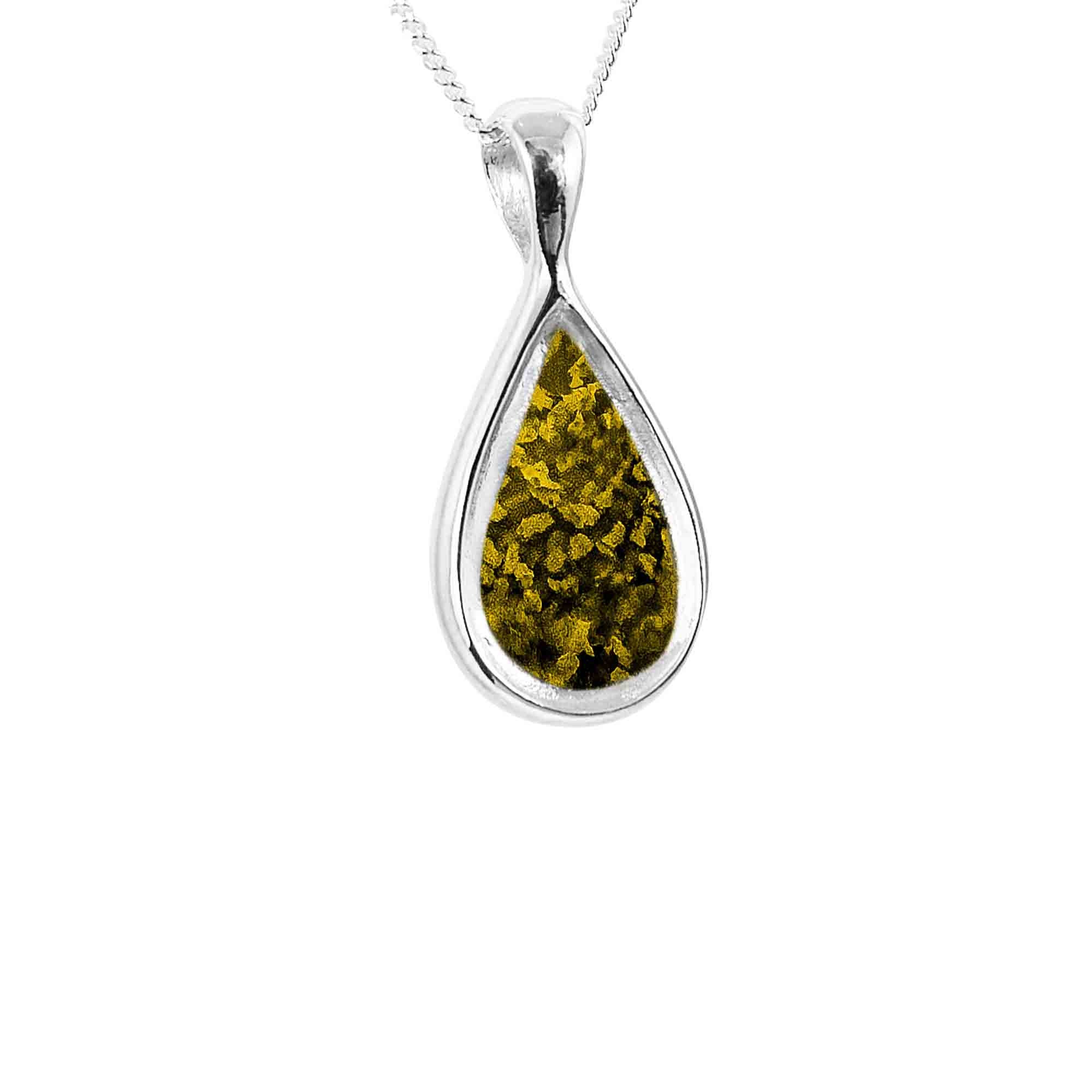 Pear Shaped Pendant Infused with Pet Ashes or Fur | Solid Silver