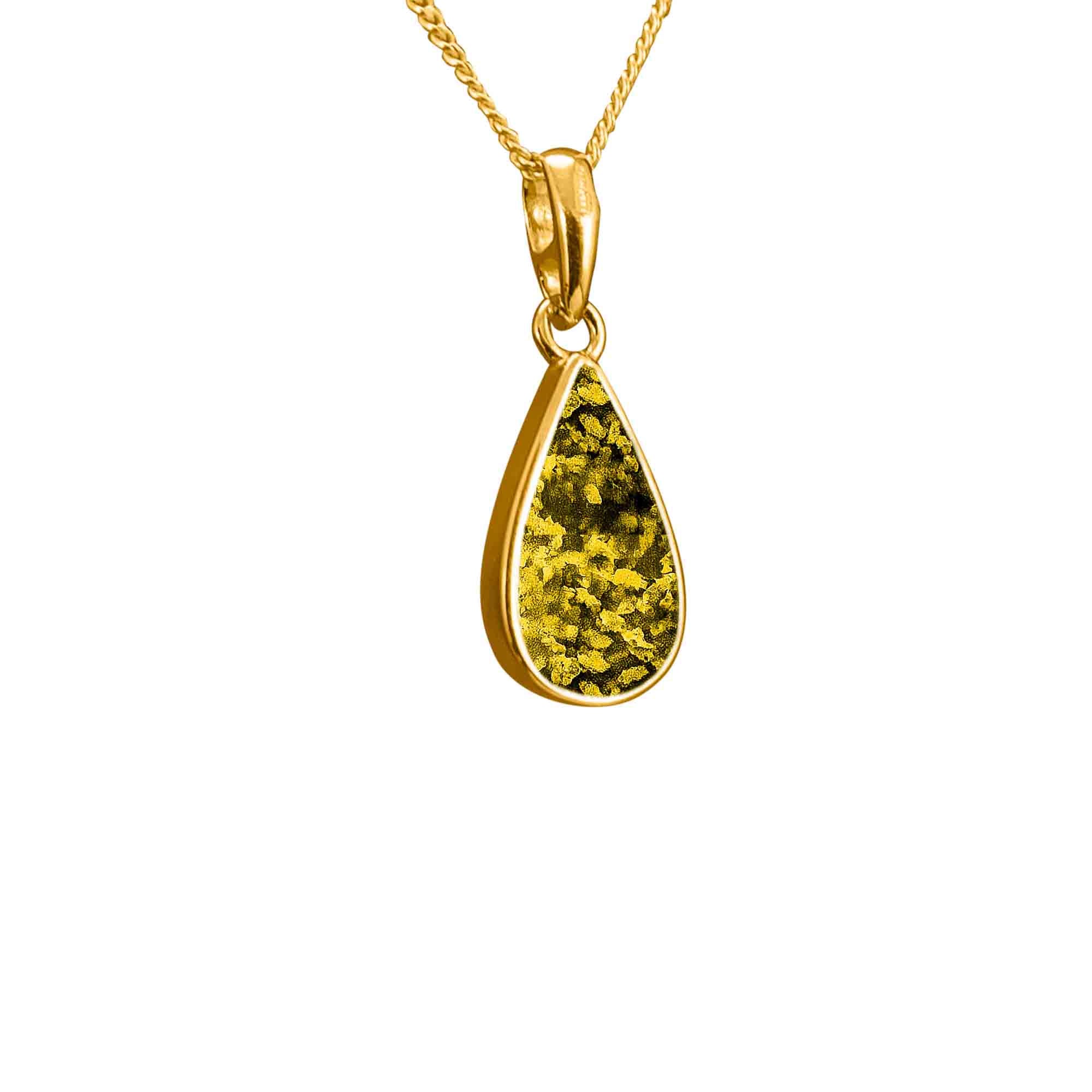 Pear Shape Pendant Infused with Pet Ashes or Fur | Solid Gold